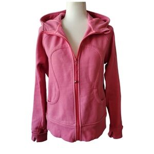 Lululemon Scuba Hoodie Womens Medium Zip Up Pink‎ Thumbholes Sweatshirt M